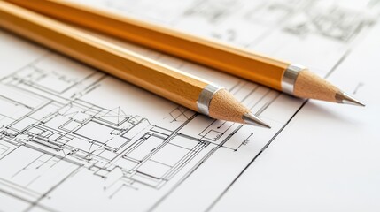 Architectural Drafting Tools on Blueprint Background for Design Work
