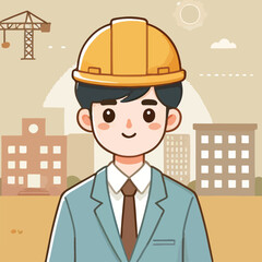 vector of architect character with his work helmet