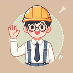 vector of architect character with his work helmet