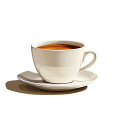 Fototapeta premium Enjoying a flat illustration of a coffee cup on a clean table cozy environment graphic design perspective minimalist aesthetic