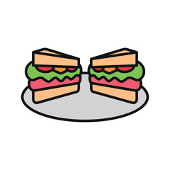 Sandwich icon featuring a delicious, layered design with fresh ingredients, perfect for deli menus or snack promotions