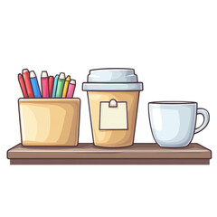 Organizing your workspace flat illustration of a desk with a sticky note and office supplies home office digital art aerial view productivity concept
