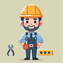vector of architect character with his work helmet