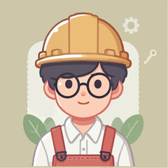 vector of architect character with his work helmet