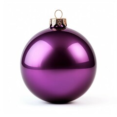 Purple Bauble, Isolated on white background, flat lay