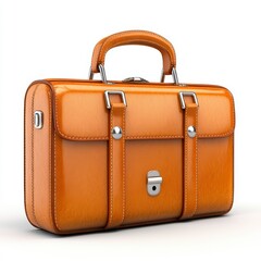 A stylish orange leather briefcase with a sleek finish and metal clasps, perfect for business professionals and stylish individuals.