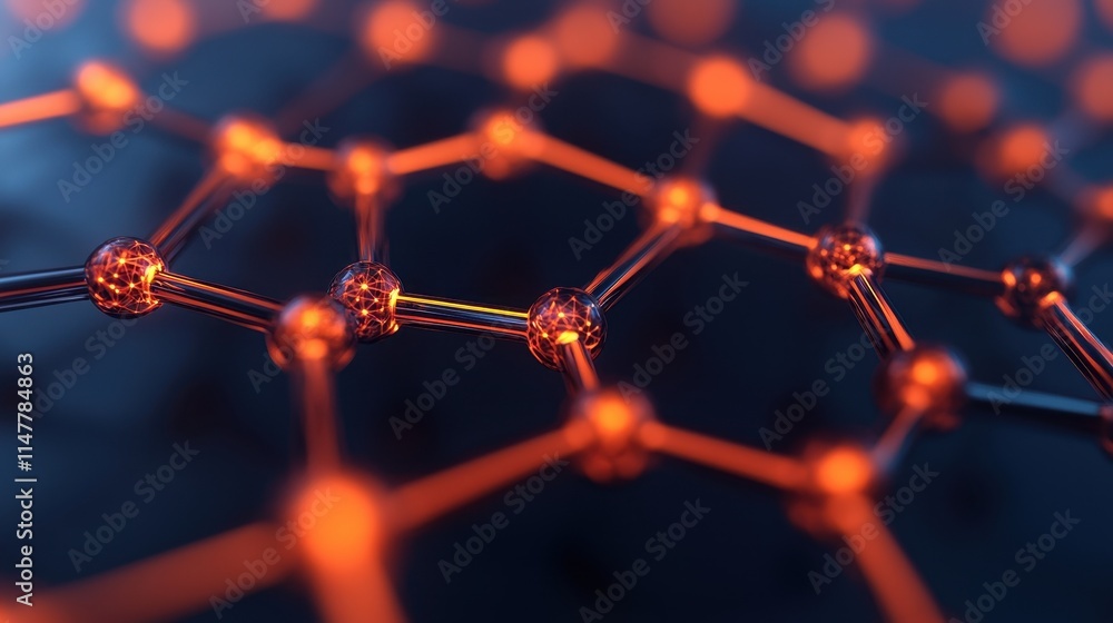 Aufkleber abstract molecular structure with glowing nodes and connections