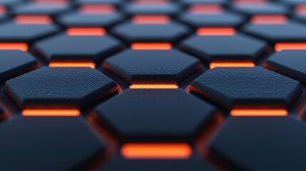 Fototapeta premium Abstract black and orange hexagonal pattern background design