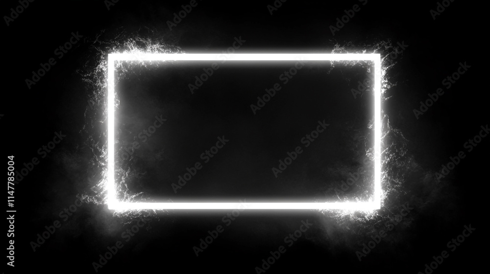 Poster light frame with glowing effects on a dark background during nighttime.