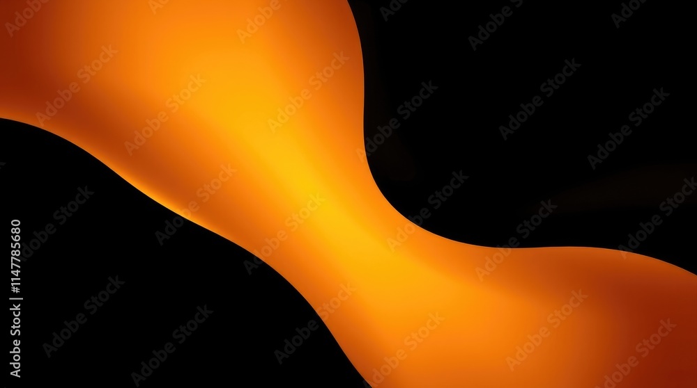 Poster a vibrant orange ribbon gracefully flows across a solid black background, creating a dynamic visual 