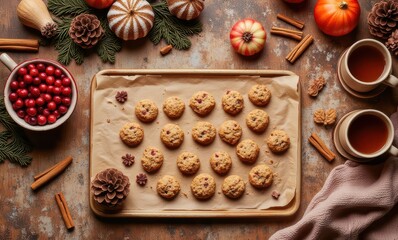 Homemade cookies with autumn decorations