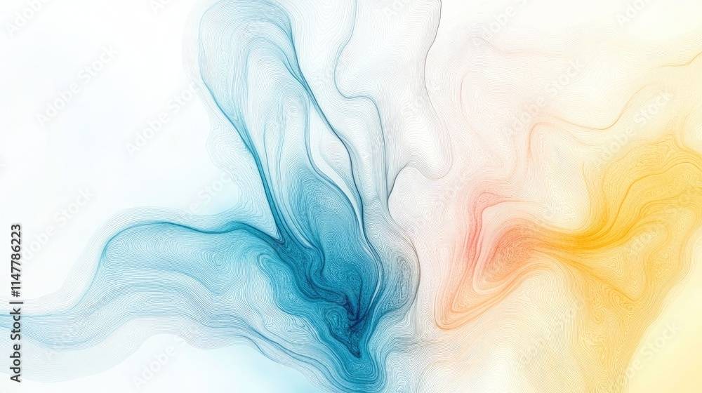 Poster dynamic swirls of blue and orange on a light background create an energetic visual effect, perfect f