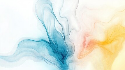 Fototapeta premium Dynamic swirls of blue and orange on a light background create an energetic visual effect, perfect for backgrounds or artistic creations. The colors blend harmoniously