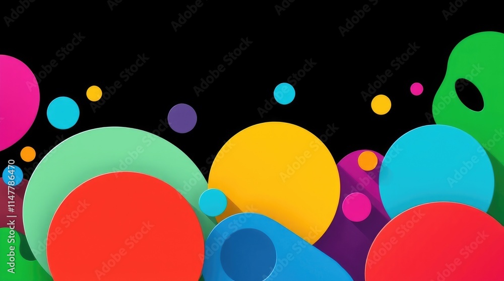 Aufkleber bright circles and shapes in various colors create a lively and energetic backdrop, enhancing the vi
