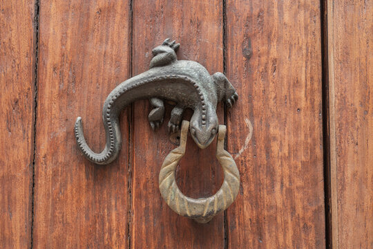 Impressive door knobs in Cartagena. The city Cartagena with beautiful colonial houses and parcs with greenery. 