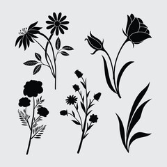 Flower image silhouette vector art and illustration
