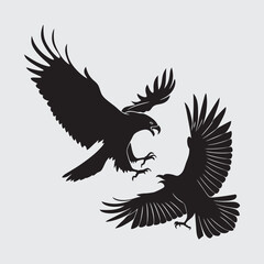 Two birds are fighting  image silhouette vector art and illustration