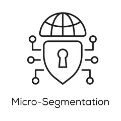 Micro-Segmentation Icon – Isolated Network Security and Access Control- Editable stroke width vector line icon