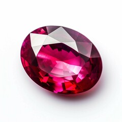 Ruby, Isolated white background, flat lay