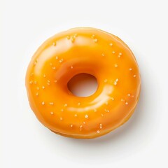  Orange Donut, Isolated white background, flat lay 