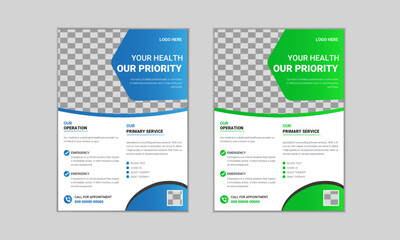 Modern Healthcare Medical Flyer Design Template. Medical Poster A4 Template Design.