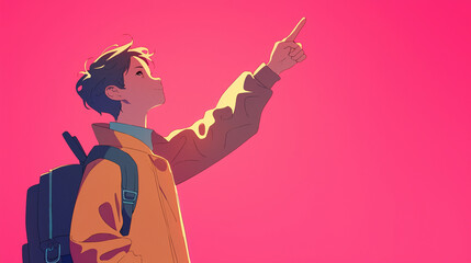 flat illustration people pointing background with copy space