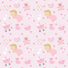 Cute baby accessories pattern for background, seamless background.