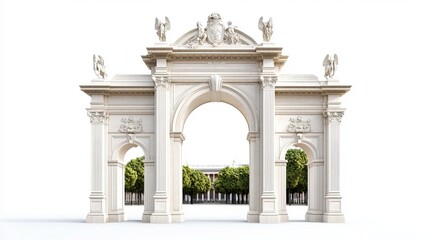 Fototapeta premium Puerta de Alcal Madrid Spain isolated on a white background featuring its neoclassical design