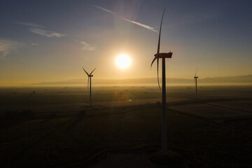 Obraz premium The image of the wind blades, which is one of the renewable energy sources and used in electricity generation.