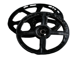 Vintage film reel close-up studio transparent background artistic presentation
