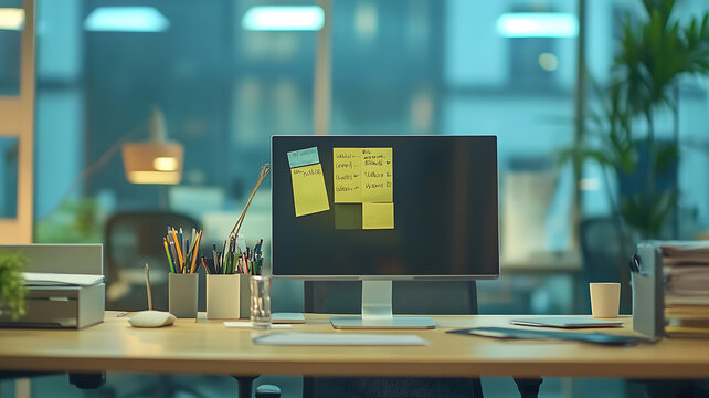 Office workspace setup modern office photography bright environment close-up view productivity concept