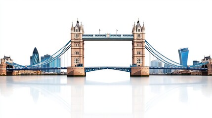 Fototapeta premium Tower Bridge London UK isolated on a white background showcasing its architectural elegance