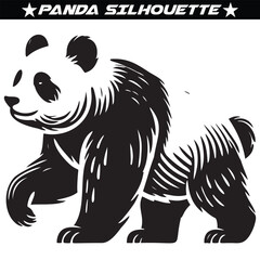 Panda Silhouette with white Background, Stylized in Vector Illustration, panda, teddy. Panda silhouette vector illustration art
