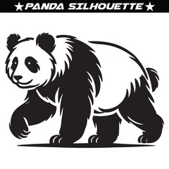 Panda Silhouette with white Background, Stylized in Vector Illustration, panda, teddy. Panda silhouette vector illustration art
