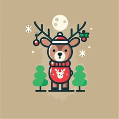 cute and beautiful christmas reindeer vector