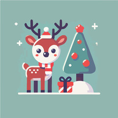 cute and beautiful christmas reindeer vector