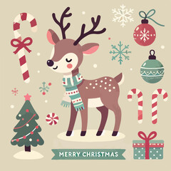 cute and beautiful christmas reindeer vector