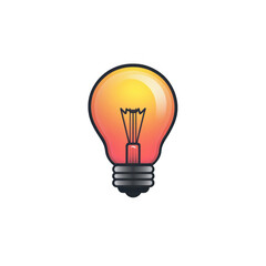 Red icon of Bulb isolated on a transparent background Minimalist flat icon, vector logo style sign clipart on a no background png