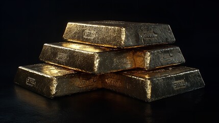 Stack of Gold Bullion Bricks with Refined Embossed Details