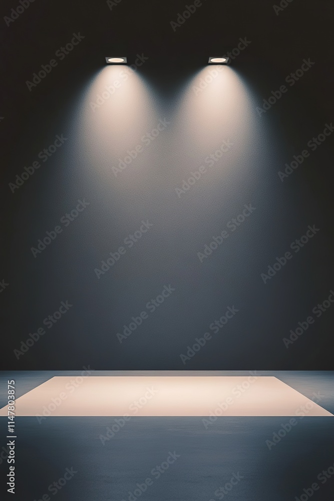 Poster minimalist stage illuminated by soft lights, creating an atmosph