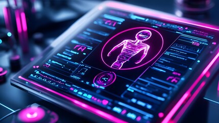 Obraz premium futuristic medical tech interface ui - cyberpunk aesthetics