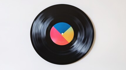 Obraz premium Classic black vinyl record showcases colorful geometric center d