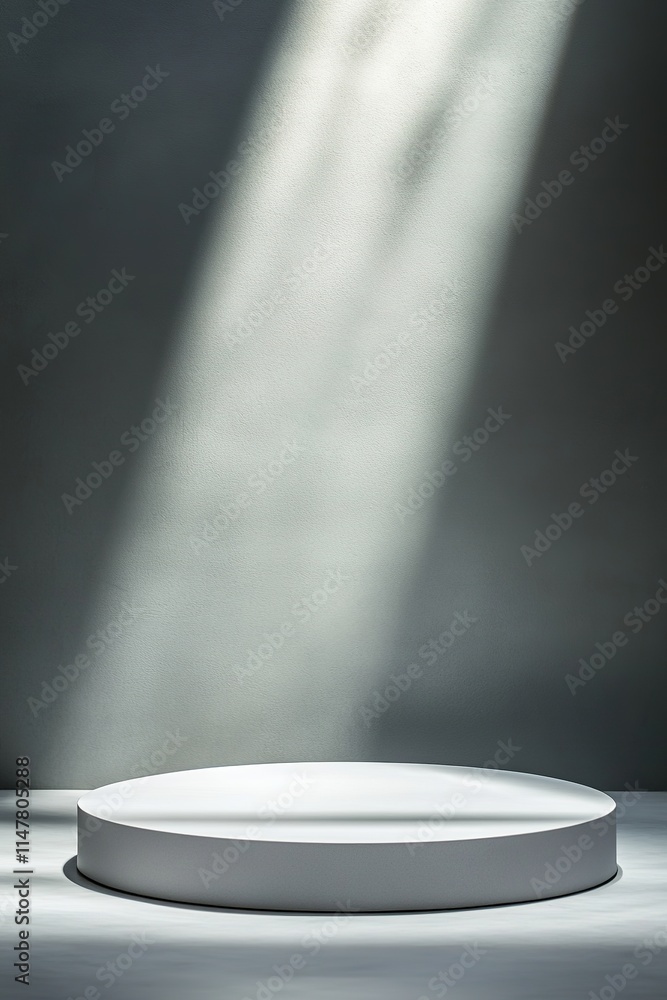 Poster minimalist stage illuminated by soft light, creating serene atmo