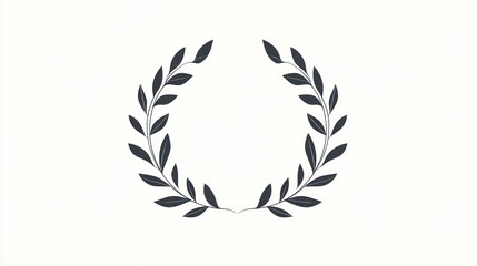 Simple dark gray laurel wreath on white background.