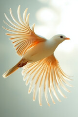 Fototapeta premium Graceful Flight: A Peaceful Bird Soaring in a Beautiful Sky