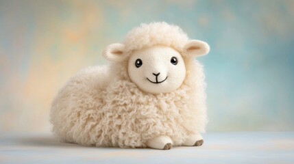 This adorable knitted sheep features a fluffy white body, gentle black eyes, and a sweet smile, making it a delightful and whimsical decor piece for any room in your home or nursery.