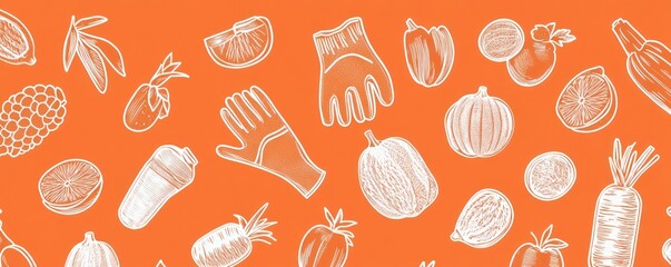 Sketchy produce, gloves on orange.