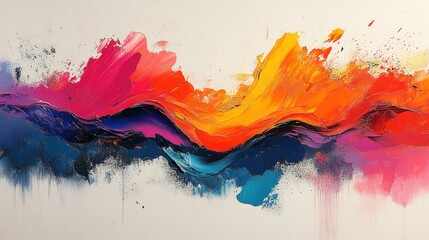 Fototapeta premium Abstract vibrant paint waves, colorful texture.