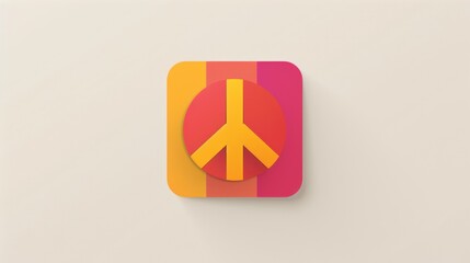Obraz premium A colorful peace symbol icon on a gradient background, representing harmony and unity.