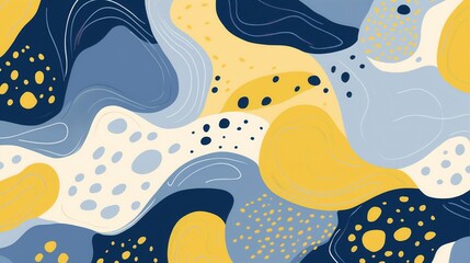 Fototapeta premium Abstract Painting with Blue, Yellow, and White Flowing Patterns.Energy. Vibrancy. Creative Expression.Event Posters, Artistic Decor, Modern Art Campaigns, Creative Ads.